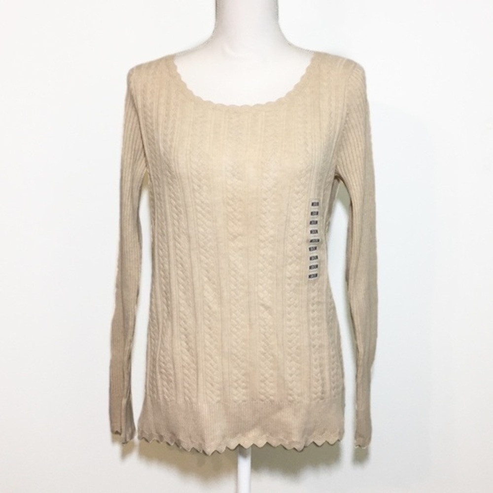 NWT Jeanne Pierre Beige Tan Long Sleeved Sweater